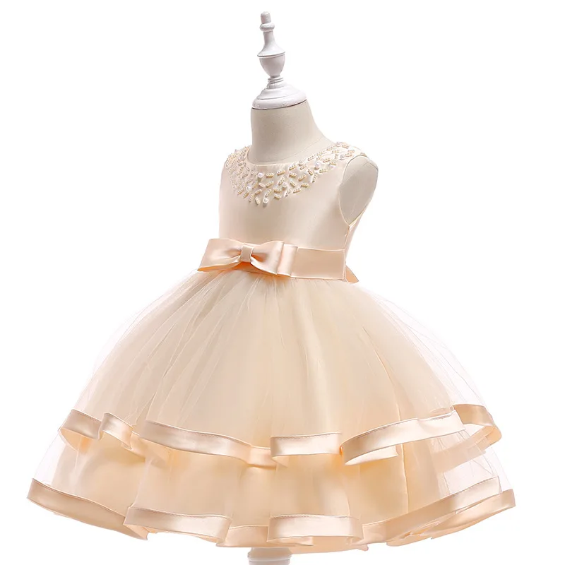 Нарядное платье-пачка с цветочным рисунком, детская одежда элегантное ручное Бисероплетение, платья для девочек, вечерние платья принцессы для детей от 2 до 10 лет - Цвет: As Picture