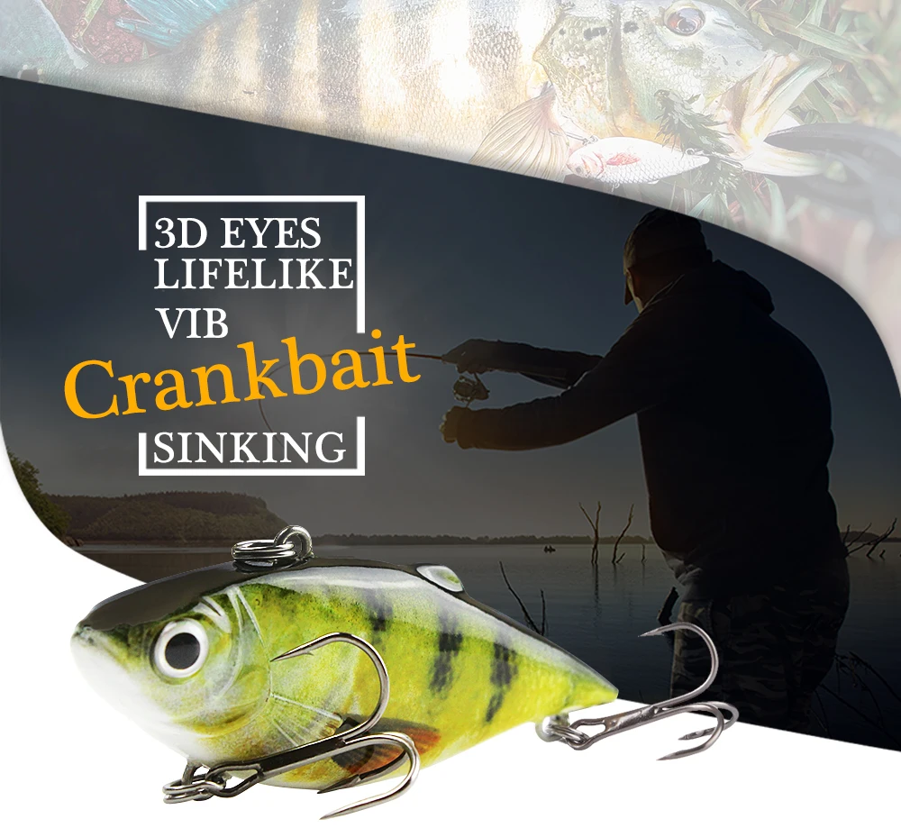 1pcs 6.3cm VIB Fish Crankbait 8.5g Lifelike Fishing Lure High Quality Fishing Bait Slow Sinking Hard Fish Wobbler Pesca Diving 1