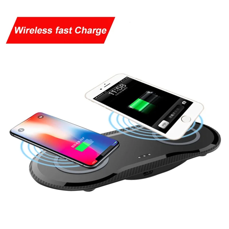 

2 in 1 Wireless Charger Dual Pad for iPhone X/XS Max XR 8Plus 10W Fast Wireless Charging pad For Samsung S8 S9 Note8 Xiaomi mi 9