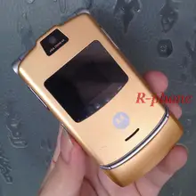 RAZR V3 – téléphone portable d'origine débloqué, 2G, GSM, or, cadeau, garantie d'un an
