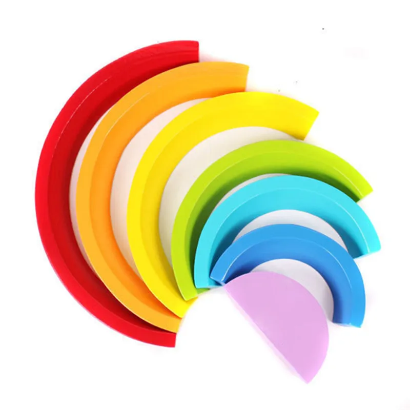 

1set Rainbow Building Blocks Mini Version Colorful Arched Building Blocks Children's Baby Wooden Stack Toys Party Gifts Favors