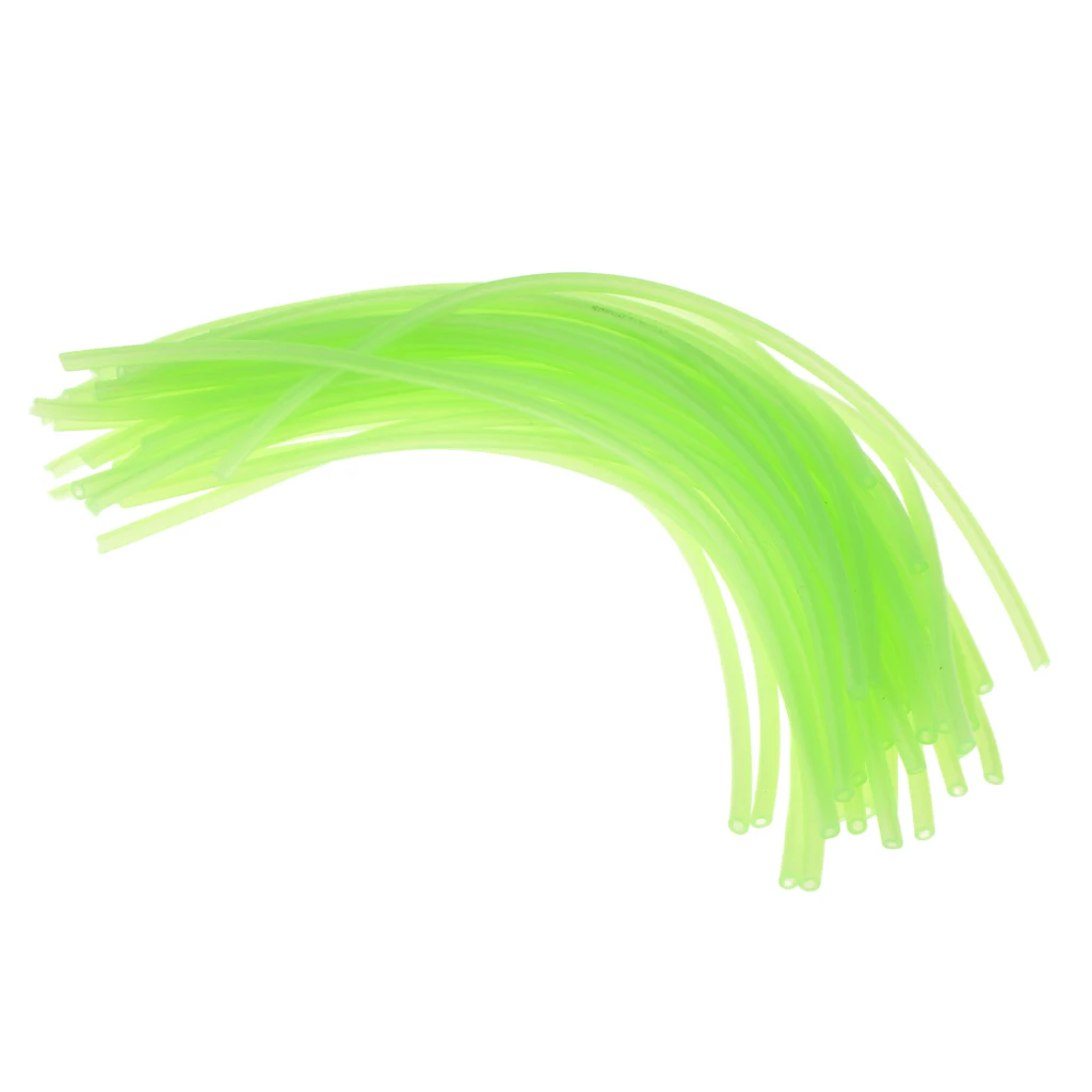 2# 3# 40 Pieces Super Soft Luminous Silicone Tube Rubber Saltwater Rig Lure Tubes  Green For Fishing Accessories