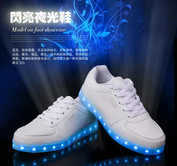

Shoes White Shoes Luminous Flashing Tie Low To Help Light Shoes Men'S Fashion Korean Sports Board Shoes Female Usb Charging