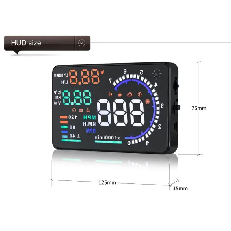 WIIYII 5.5 ġ A8 HUD ڵ  ÷, OBD II EUOBD LED 彺ũ Ʈ 溸 ý, º OBD ĳ,  ڵ