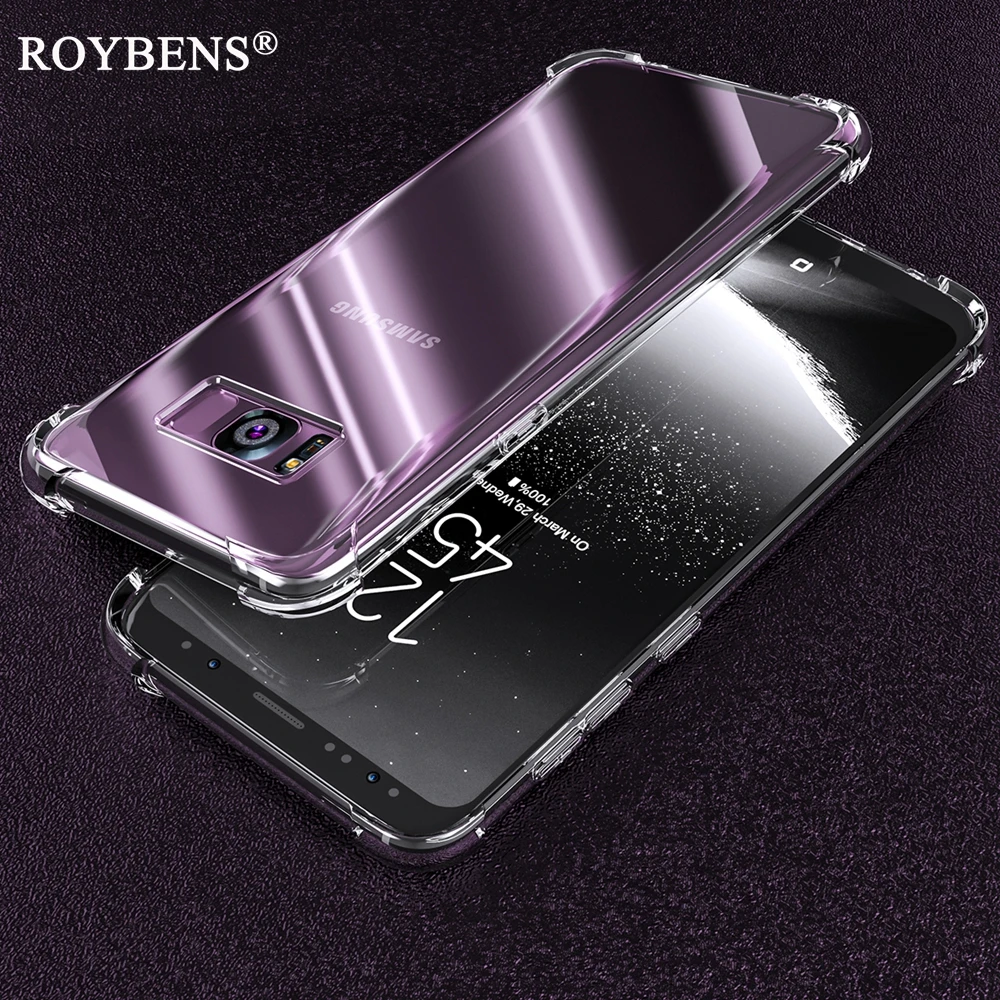 

Roybens For Galaxy S7 Edge Transparent Silicone Case Fashion Clear TPU Soft Rubber Gel Cover For Samsung Galaxy S8 S9 Plus Case