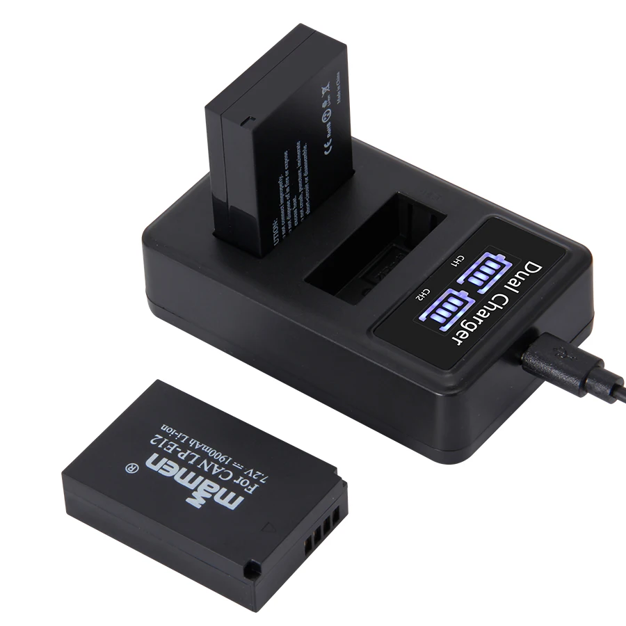 Billige 1900mAh Wiederaufladbare LP E12 LPE12 LP E12 Digital Kamera Batterie + LCD USB Ladegerät für Canon 100D Kuss X7 Rebel SL1 M10 M50 DSLR