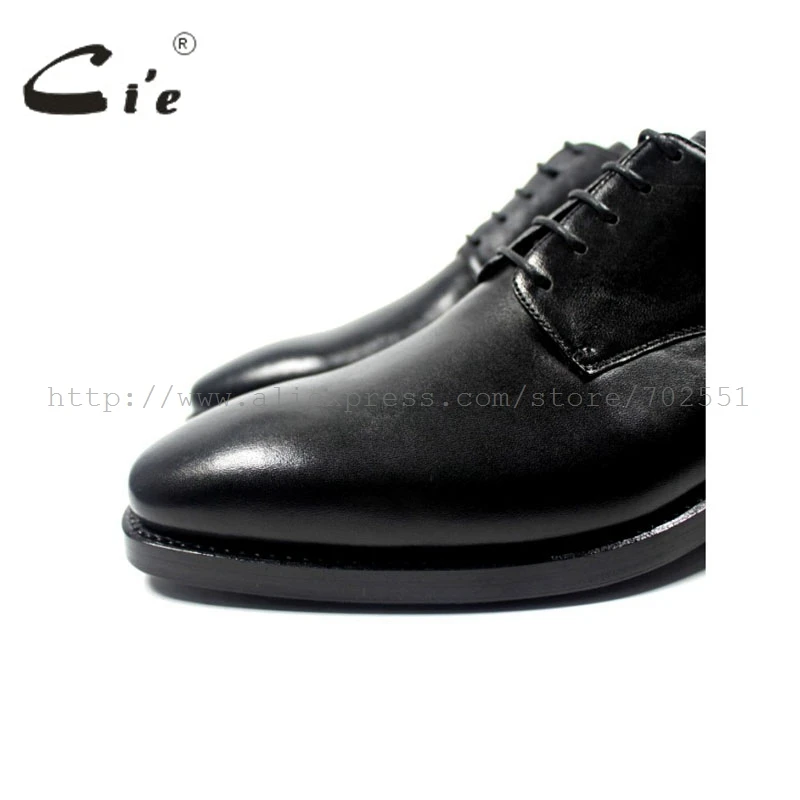CIE квадратный плоские, для пальцев на ногах хорошо Окаймленный Мужская обувь ручной работы из натуральной телячьей кожи Для мужчин платье обувь в стиле Дерби на шнуровке; черная обувь No. D44