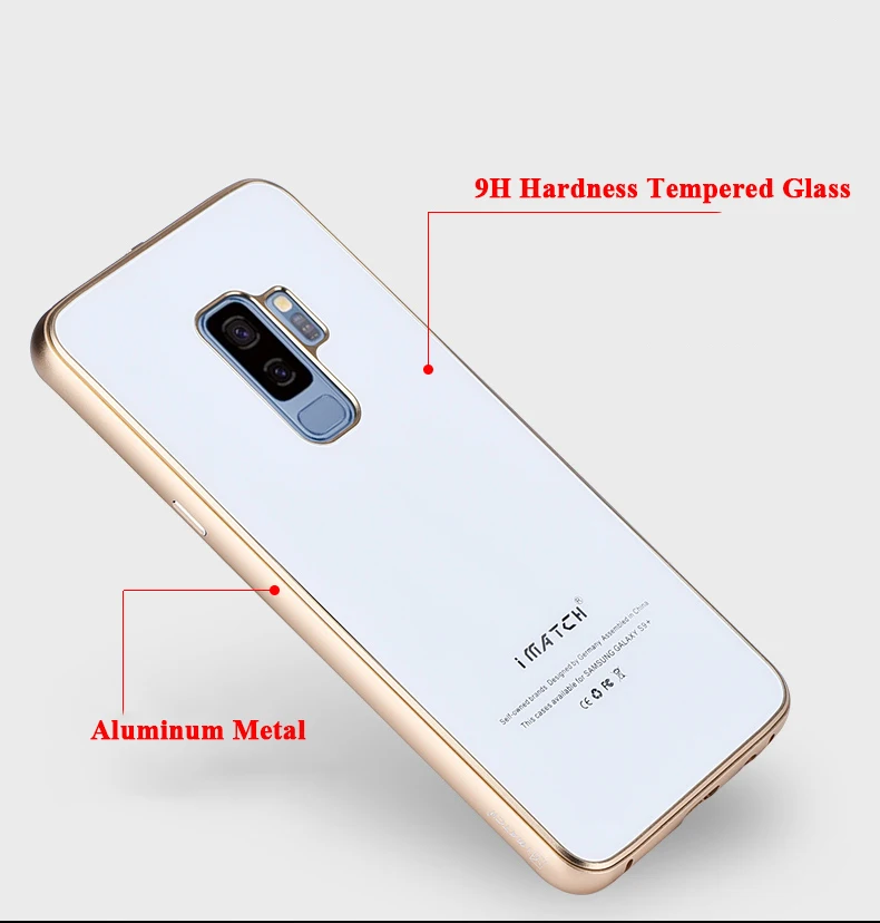 iMatch Aviation Aluminum Alloy Metal Bumper Tempered Glass Back Cover Case for Samsung Galaxy S9 & Samsung Galaxy S9 Plus