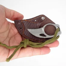 Mini MC Pocket Karambit-cuchillo de garra portátil con Funda de cuero, herramienta para campamento al aire libre, caja de supervivencia, abridor de paquetes abiertos