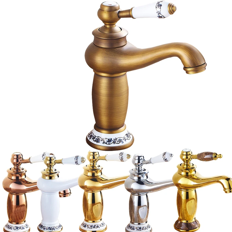 Multi style Deck Mounted Bathroom Vanity Sink Mixer Faucet Single Handle Deck Mounted 5 colors Basin