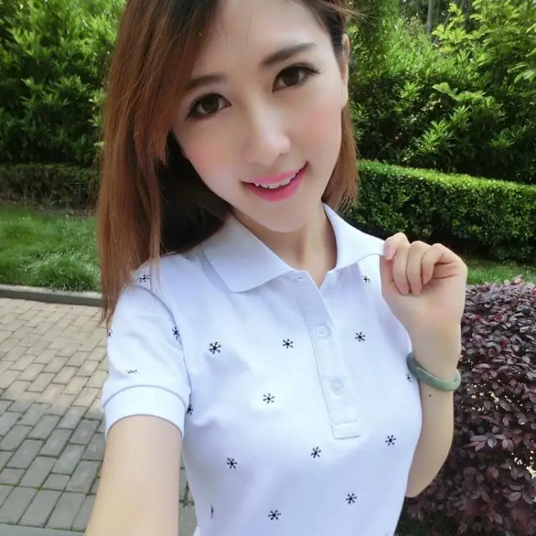 

Summer 2019 new Korean version with short sleeve, collar t-shirt, large lapel T-shirt and cotton half sleeve