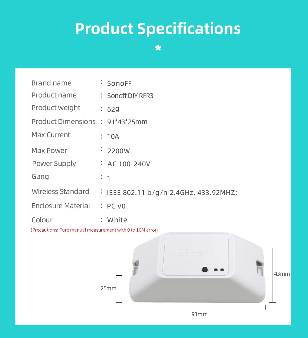 Sonoff RF R3 Умный дом WiFi беспроводной переключатель Smart RF управление RM 433 МГц пульт дистанционного управления ler 100-240 В для Ewelink Google Home Alexa