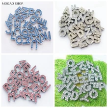 26pcs/set 10mm white blue pink crystal diamond letters for pet collar DIY dog name personalized jewelry decoration