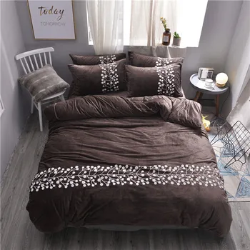 

New winter Bedding set Fleece fabric cover bed sheet duvet cover sets comforter Vines bedding sets housse de couette 4pcs