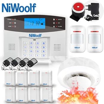 

NiWoolf Wireless Wired GSM Alarm System Home Burglar Alarm Door Open Motion Infrared Sensor Smoke Detector battery work 10 years