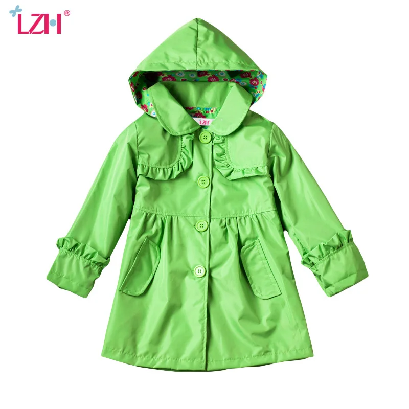 

LZH 2017 Autumn Winter Girls Jackets For Girls Trench Coat Children Hooded Windbreaker Waterproof Raincoat Jacket Kids Clothes