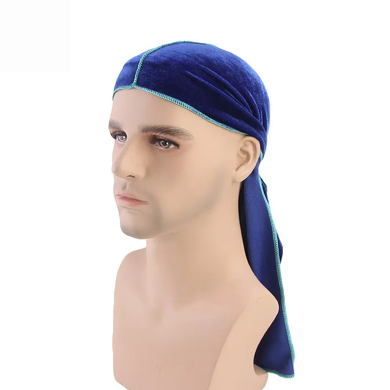 Унисекс мужские бархатные банданы Durags цельный тюрбан шапка для мальчиков