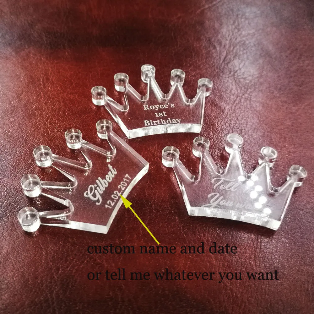 50PCS Personalized Clear Crown Custom Acrylic Table Centerpieces Decor Baby Shower Birthday Party Favors Presents Gifts Favors