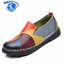 Новая женская обувь Пояса из натуральной кожи Лоферы для женщин Для женщин Разноцветные повседневная обувь ручной работы мягкая удобная обувь Туфли без каблуков JDD61