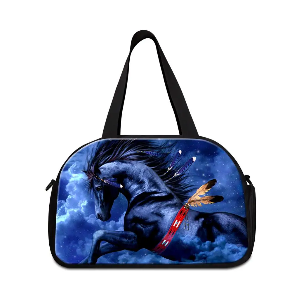 Животное лошадь печати плечо дорожные сумки для Для мужчин Путешествия Сумки для молодежи средних Tote Гар Для мужчин t мешок камера duffle bag - Цвет: Синий