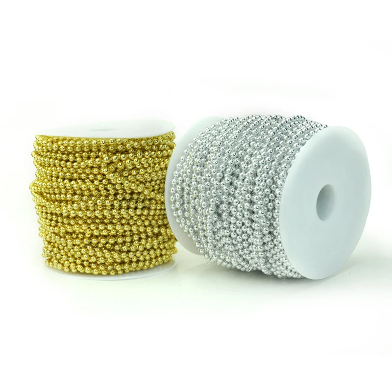 40 Meters/Roll Plated Artificial Pearl 4mm Beads Cotton Bead Chain Christmas Party Prom Home Decoration Handmade DIY Accessories | Дом и сад