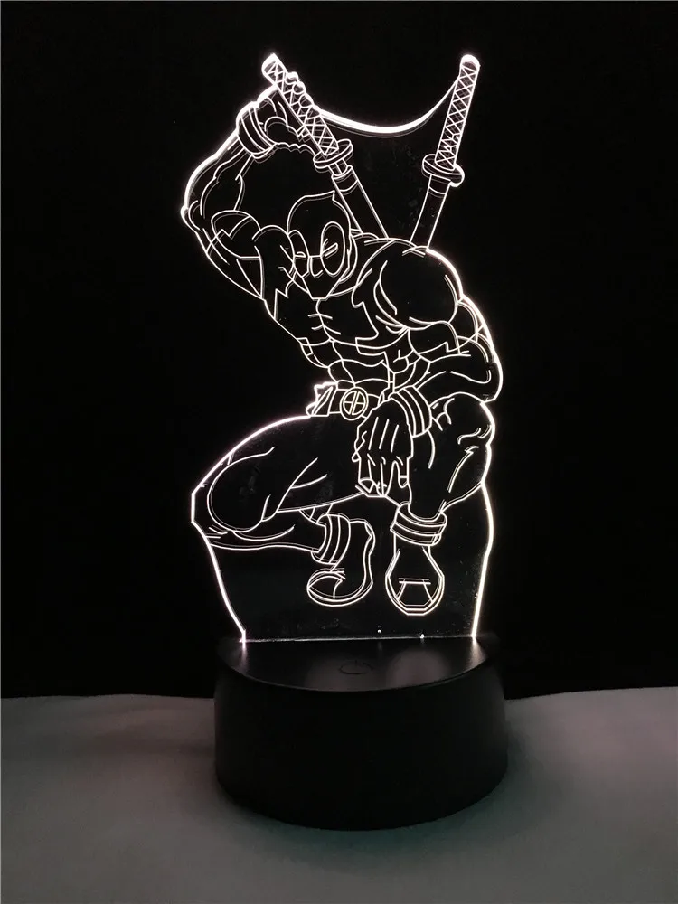 Amroe популярная фигурка из фильма Марвел Анти герой Дэдпул фигурка 7 цветов ночной Светильник для мужчин и мальчиков Декор для спальни подарки
