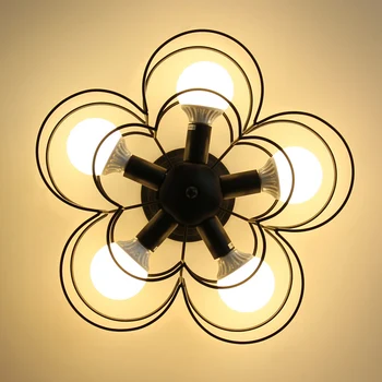 

American style iron ceiling light modern simple flower white black bar living room lighting creative personality ceiling lamp ZA