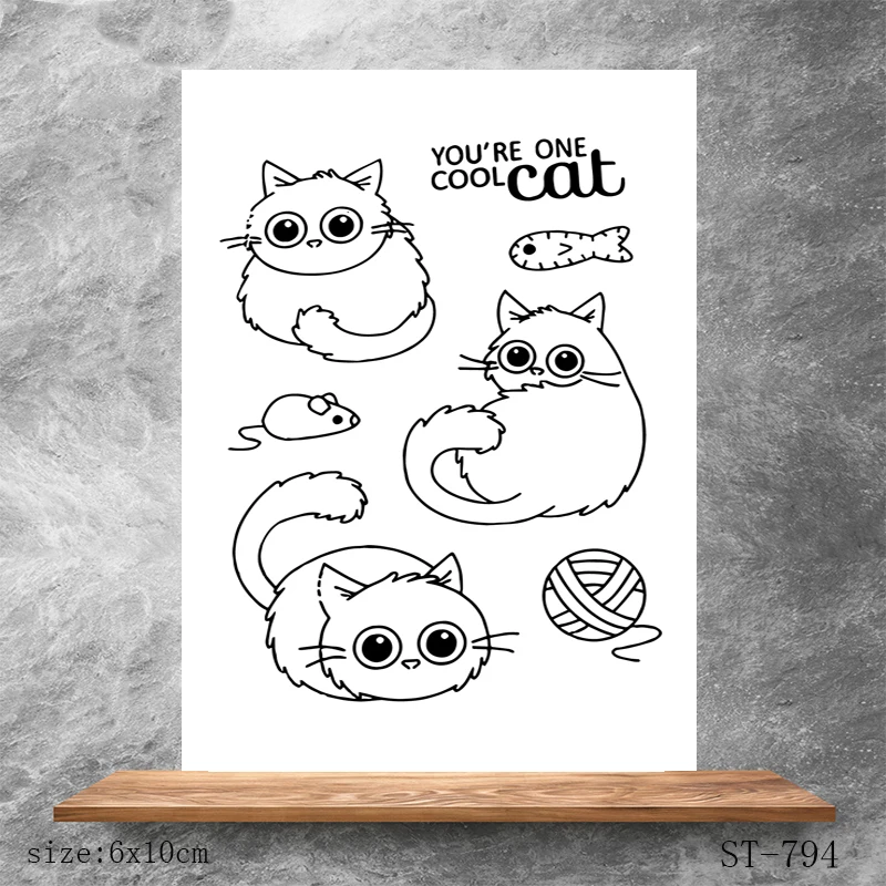 

ZhuoAng Naughty cat Transparent Seals for DIY scrapbooking photo album Clear Stamps