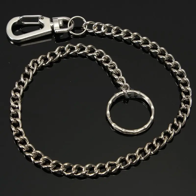 

2pcs 38cm Long Metal Keychain Keyring Silver Chain Hipster Key Wallet Belt Ring Clip