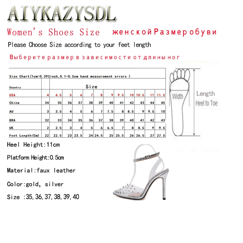 AIYKAZYSDL/женские пикантные прозрачные босоножки из пвх; туфли-лодочки с заклепками и шипами на высоком каблуке; прозрачные туфли на шпильке с ремешком на лодыжке; модная обувь года