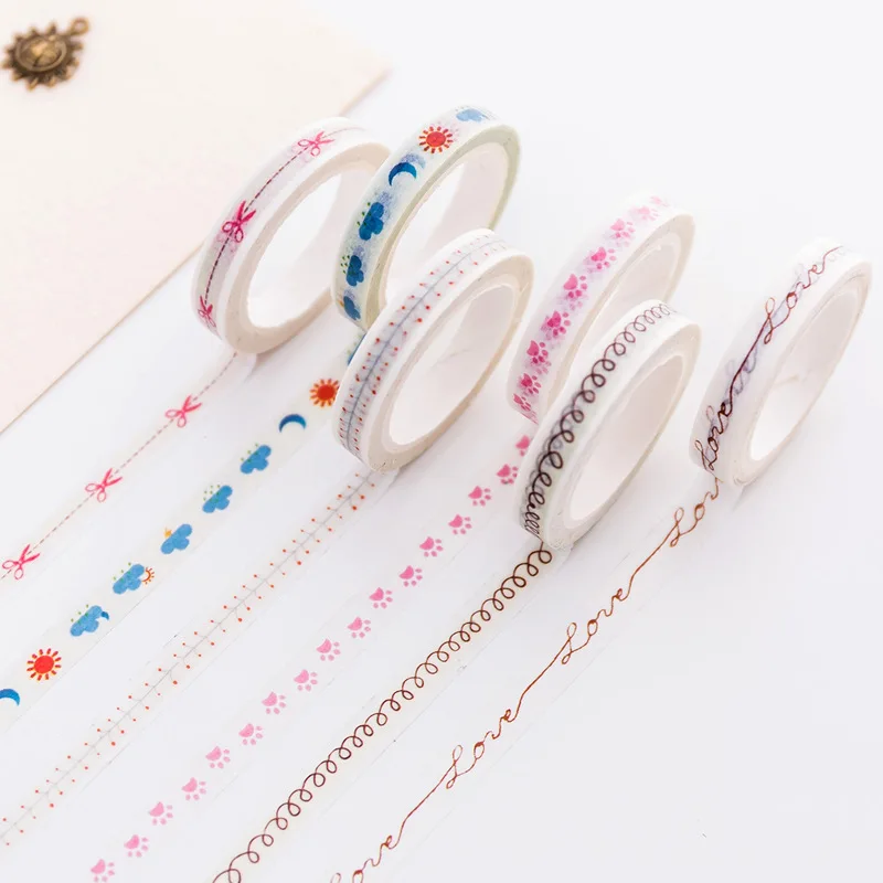 

6pcs/set Creative Small Fresh Minuteness Decor Tape Diary Account DIY Washi Tape Sticky Tape