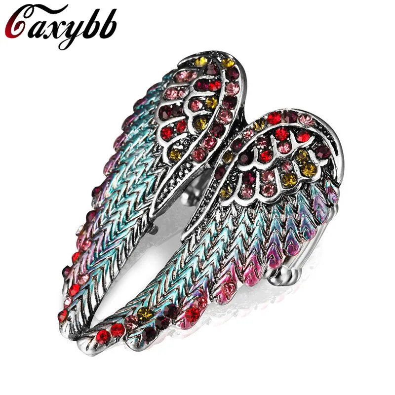 Крылья Ангела стрейч кольцо шарф застежка пряжка женские байкерские Bling Crystal Jewelry