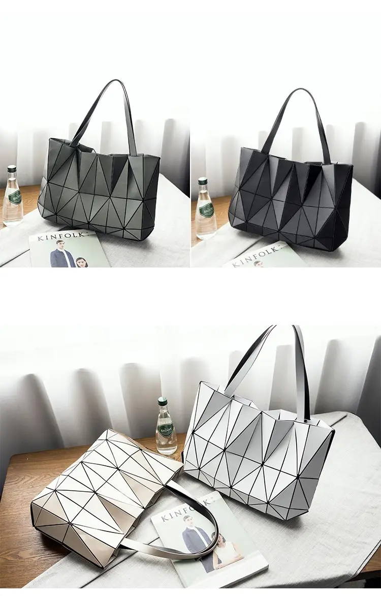 Lasen bag hot sale women BAO BAO Bag Lady Geometry Package Sequins Mirror Saser Plain Split Joint Mujer Mosaic Top Handle Tote Shoulder Bags (22)