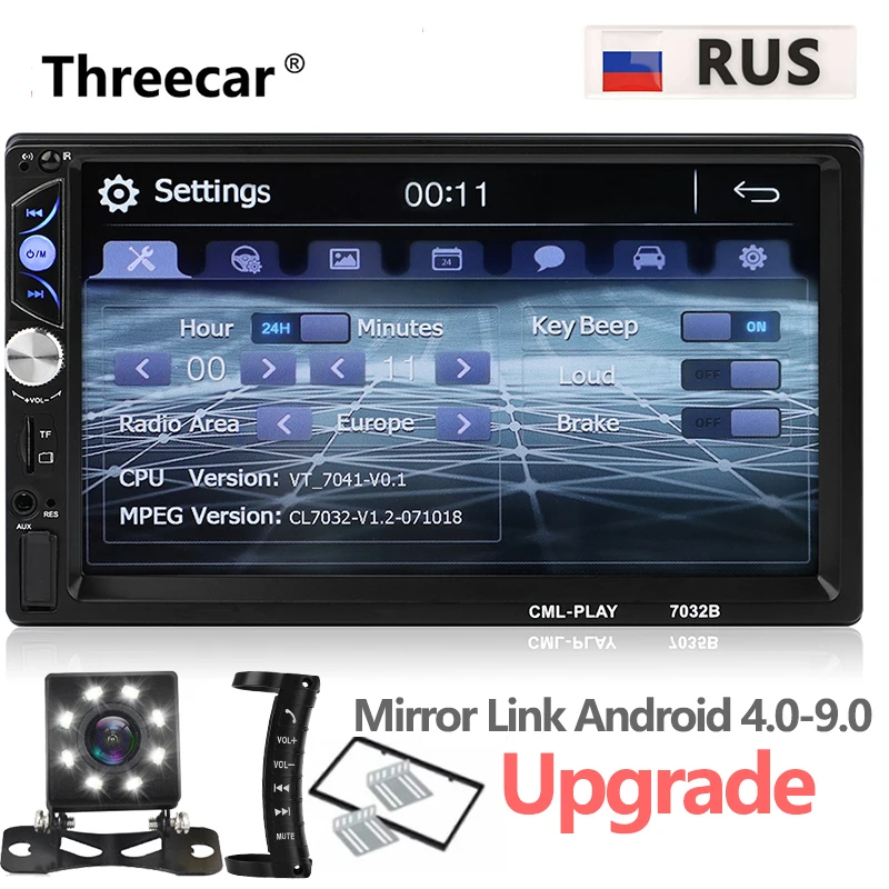 Newest 2 din Autoradio Bluetooth Mirrorlink Car Stereo 7" HD MP5 Auto Multimedia Player Aux FM Input Receiver With Rear Camera