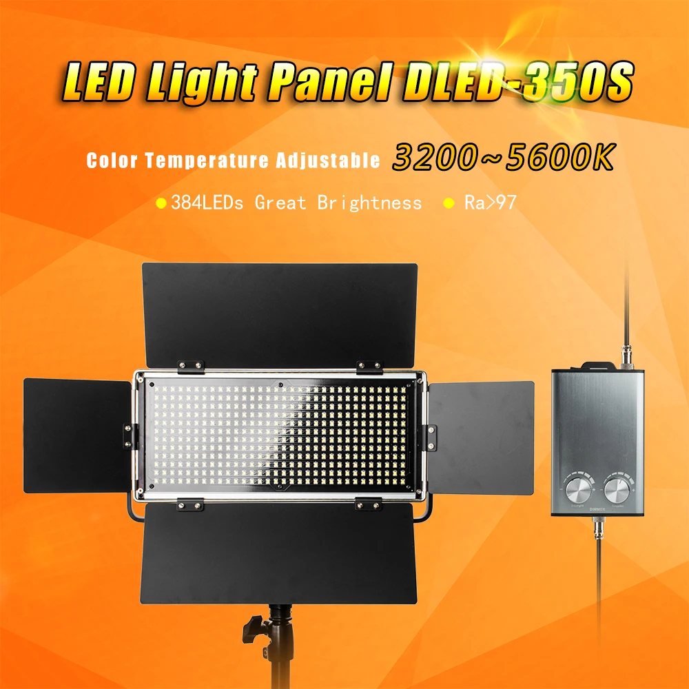 

Pergear DLED-350S Led Video Light Panel CRI 97 70W 384Pcs SMT LEDs Dimmable 3200~5600K Aluminum Alloy Portable LED Lighting Kit