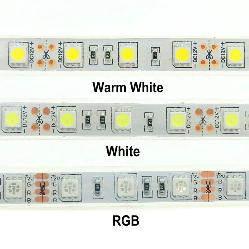 IP68 Водонепроницаемый Светодиодные ленты 5050 DC12V Высокое качество подводный& Открытый безопасности Светодиодные ленты 60 светодиодный/m 5 м/лот