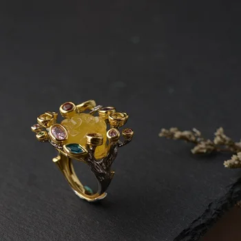

S925 silver plated ring inlay zircon process Women rose silver rings