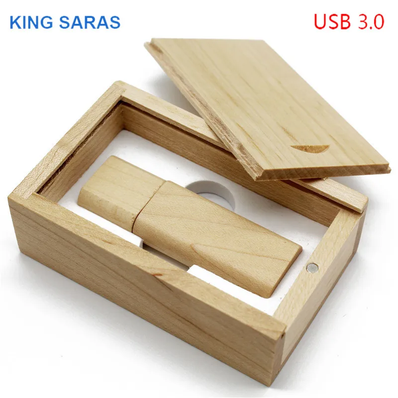 KING SARAS 5 colour Maple carbonized bamboo+box usb flash drive pendrive 4GB 8GB 16GB 32GB maple usb3.0 photography best gift - Цвет: Maple wood
