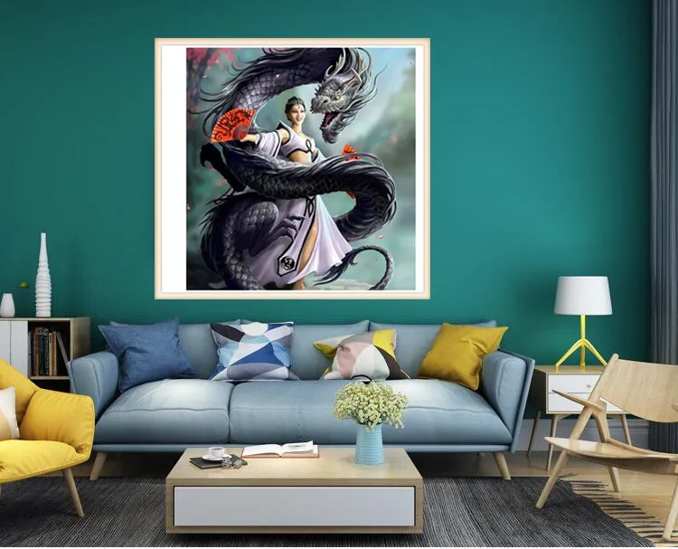 5D Diamond Painting Dragon and girl Room Decor Needlework Crafts Gift DIY Diamond Mosaic Embroidery Full Crystal Painting1