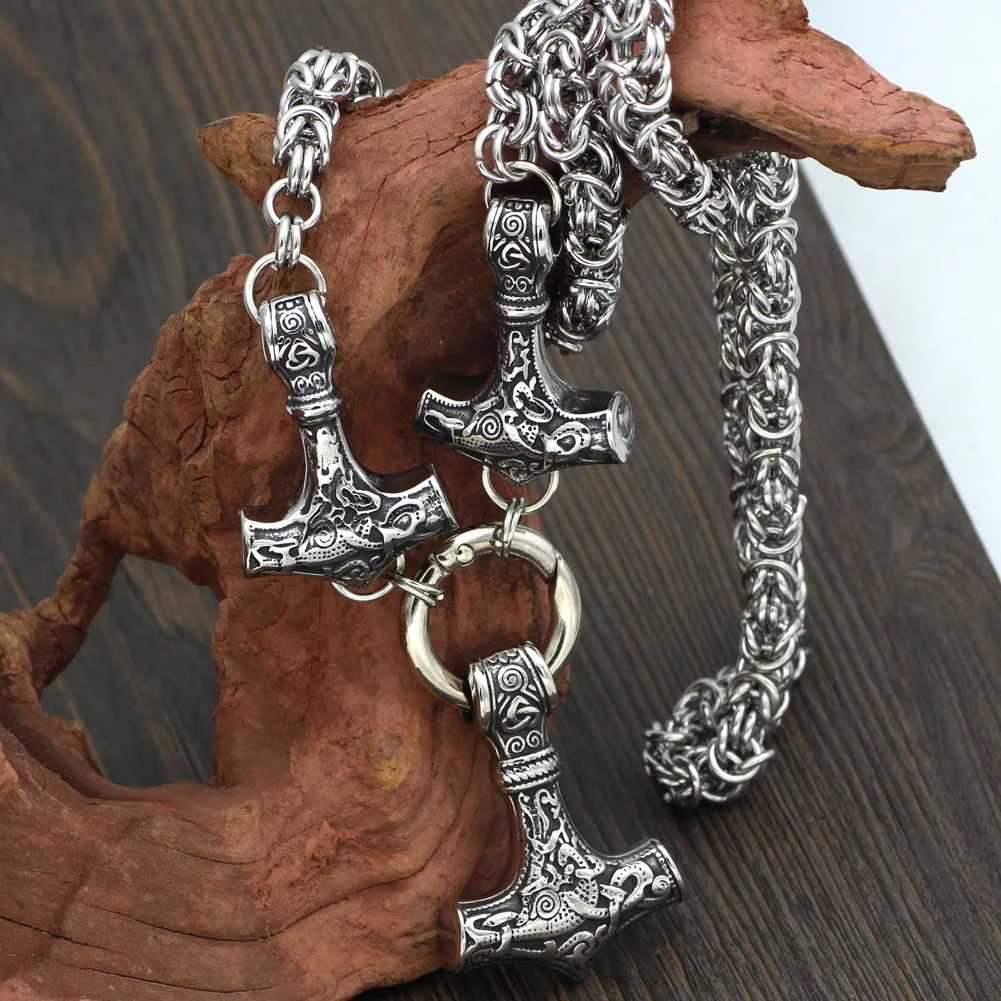 Скандинавский Викинг 3 Thor hammer Mjolnir Norse цепочка ручной работы с подарочной