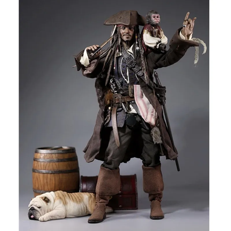 

4Pcs/set Captain Jack Monkey Statue Pirate Monkey Wine Barrel Treasure Box House Figurine Resin Art&Craft Home Decor L3401