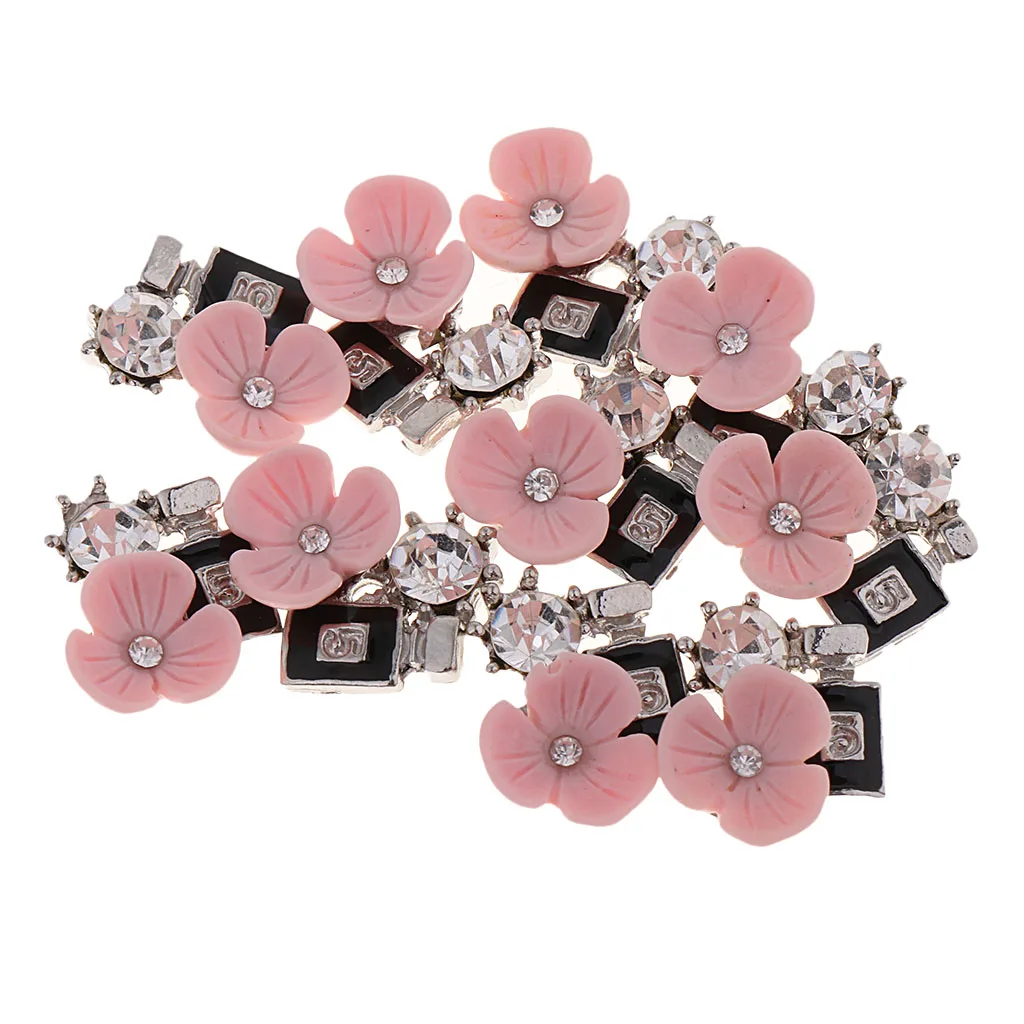 10Pcs Beautiful Flower Rhinestone Flatback Buttons Embellishments Charms for DIY Brooch Jewelry Hair Findings Wedding Decoration