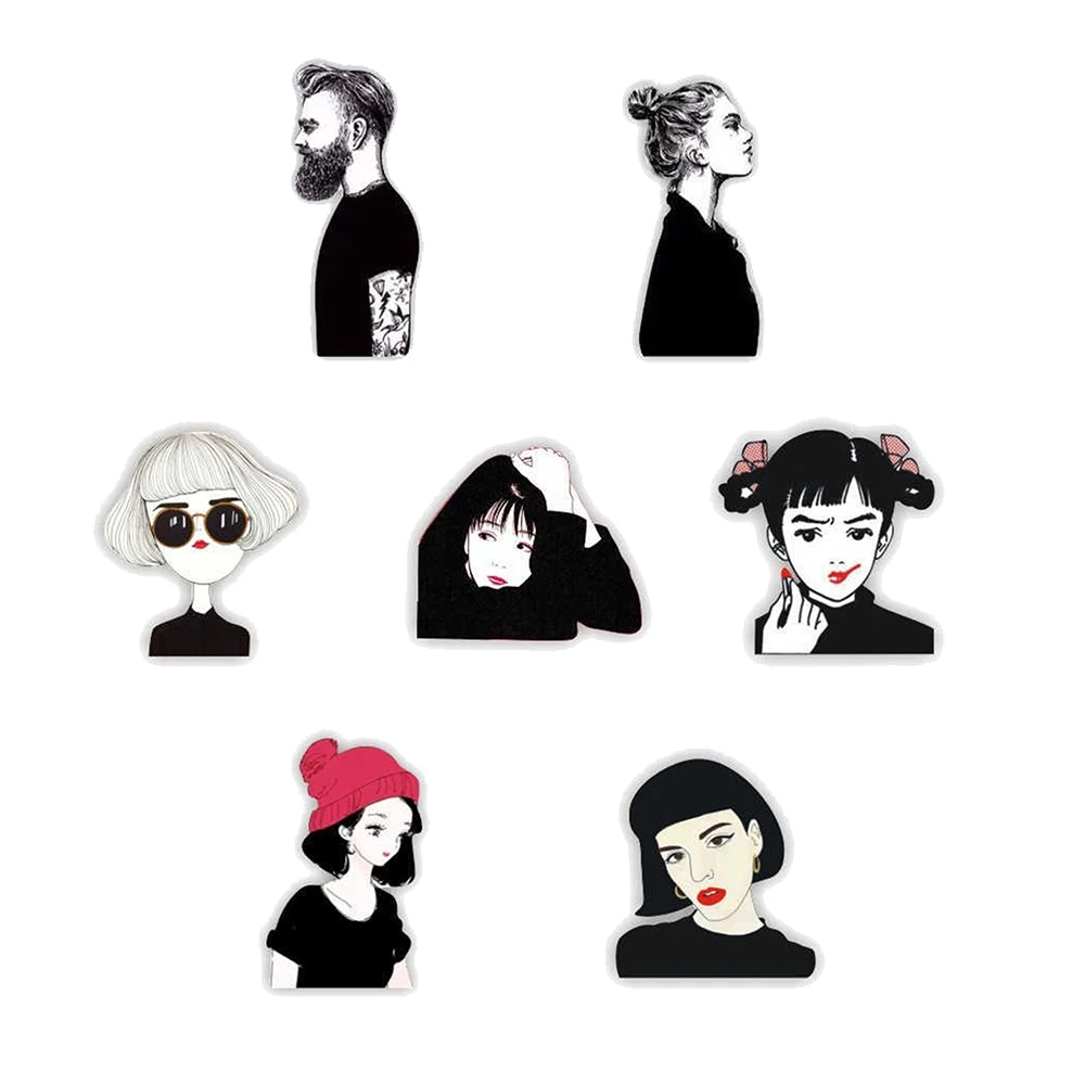

1pcs Cartoon Icons Cool Girl princess Icons Badge on Backpack Brooch Pins For Clothes Acrylic Badges for women girls gift