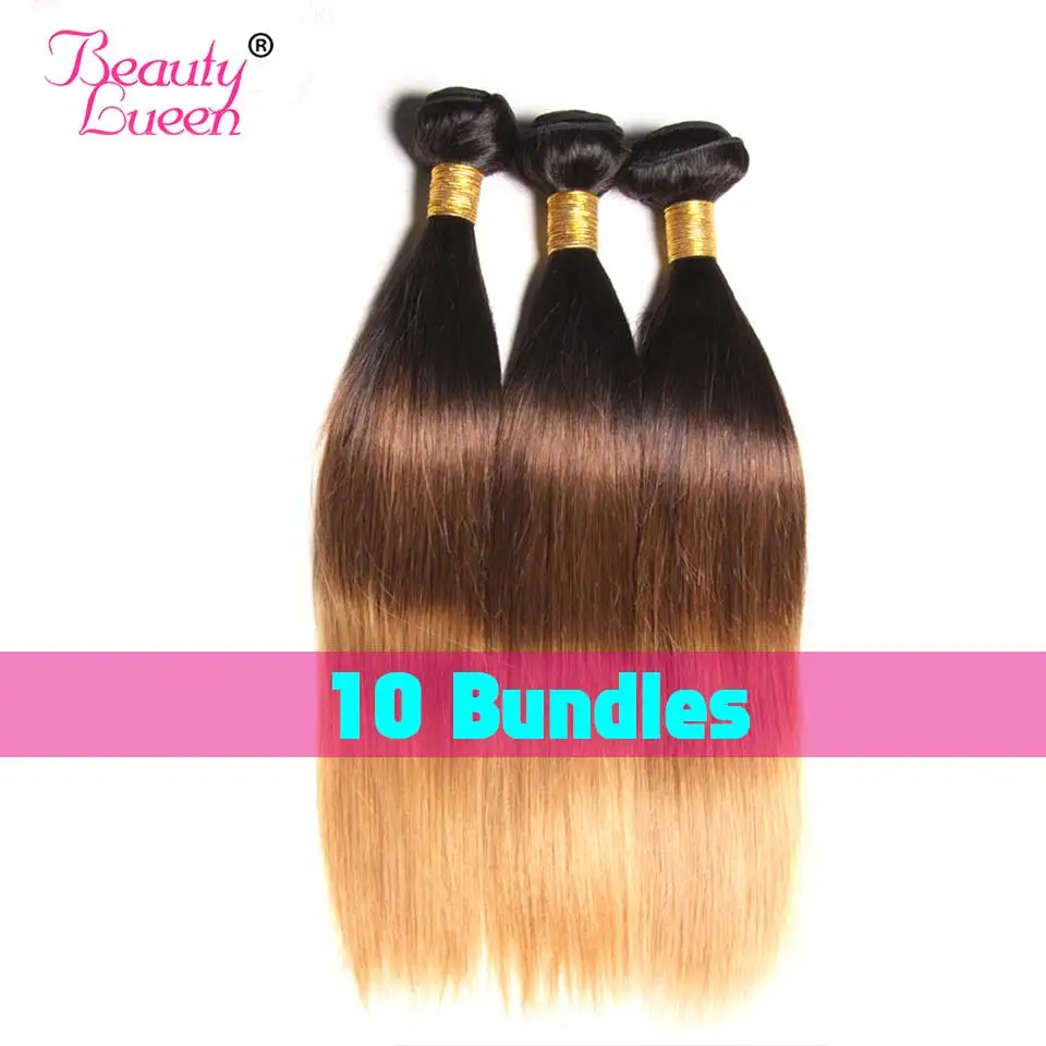 Brazilian blond straight ombre hair bundles t1b427(45) remy ombre human hair extensons 10bundles wholesale price ombre blonde 