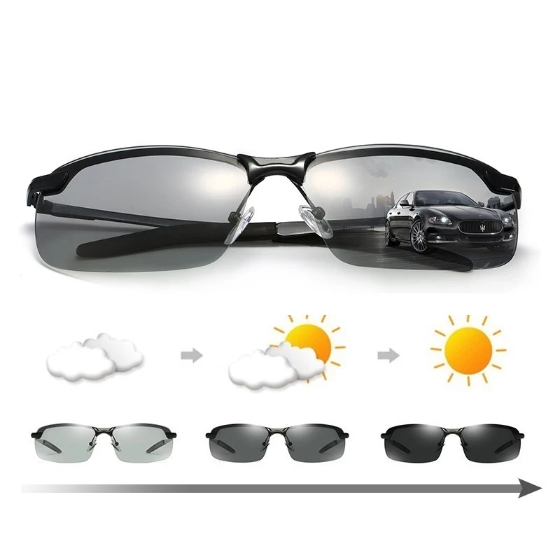 Photochromic Polarized Men's Sunglasses Driving Glasses Men's Biker