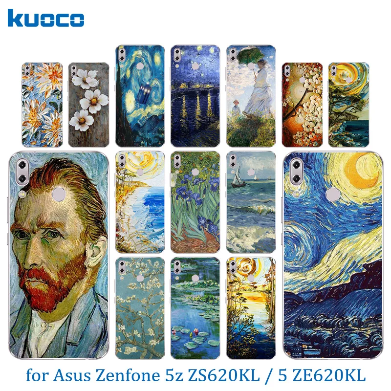 6 2 &quotдля Asus Zenfone 5z ZS620KL/5 ZE620KL Van Gogh Прозрачный мягкий силиконовый чехол для
