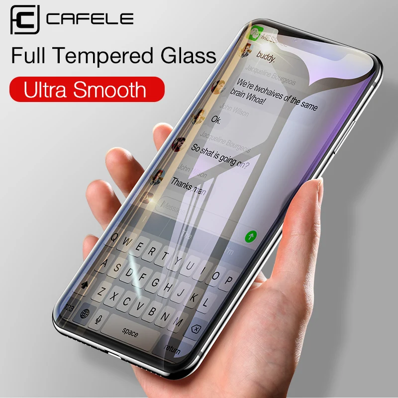Cafele полное покрытие стекло для iPhone X XR XS MAX 8 plus 7 6 защита экрана Закаленное стекло пленка для iPhone xs x HD Прозрачная