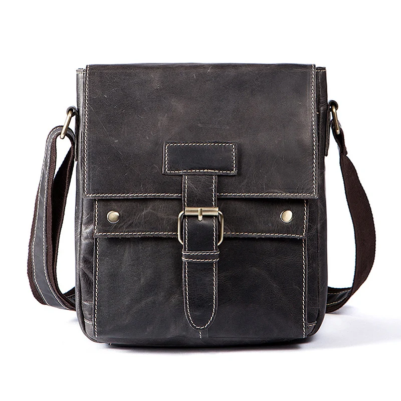 2019 New Vintage Genuine Leather Mens Bags Male Shoulder & Crossbody Bags Small Casual Cow ...