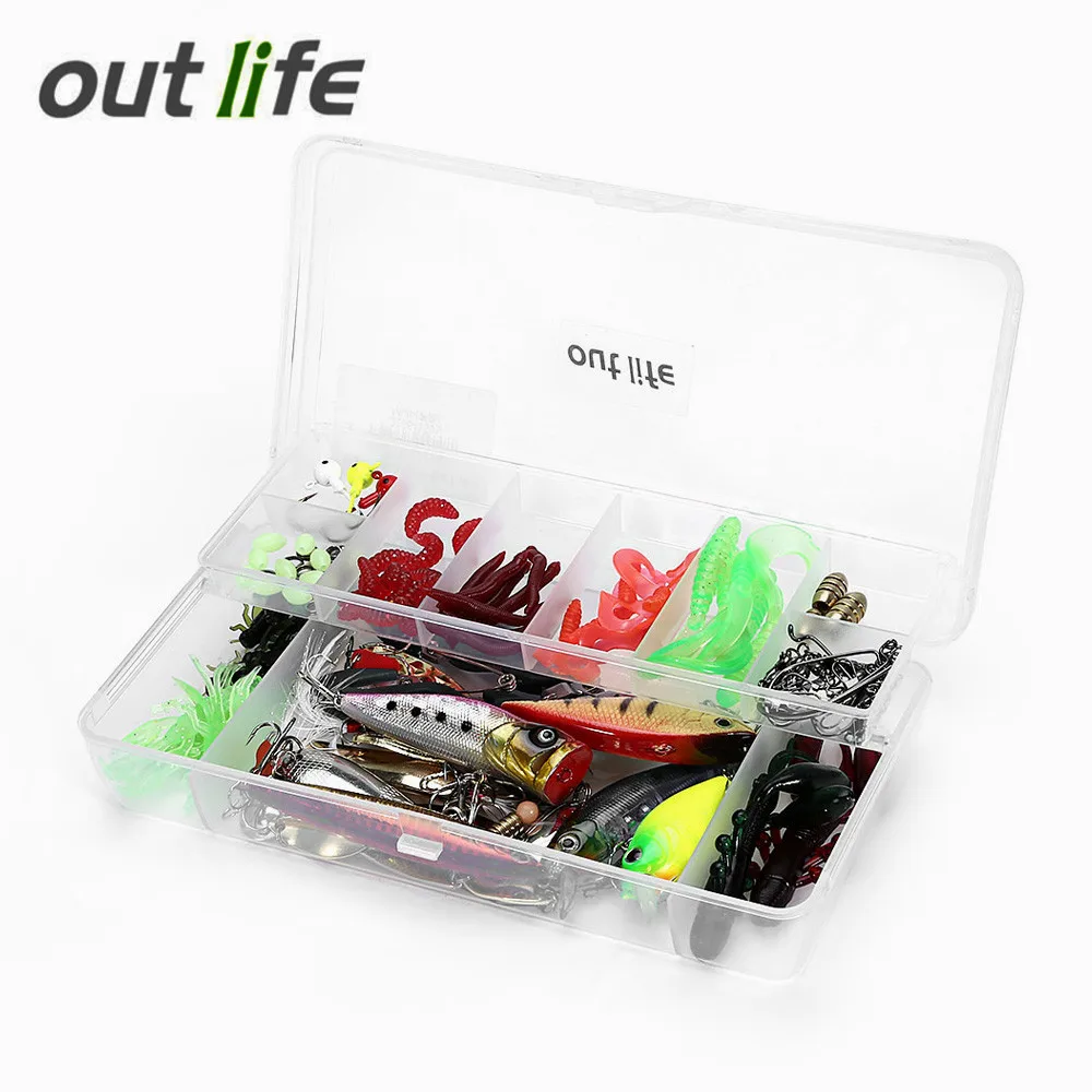 106pcs / Box Soft Hard Artifacial Fishing Lure Bait Sets Fake Fishing