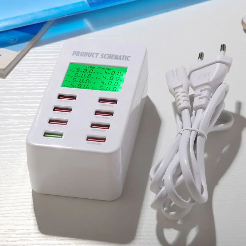 8 ميناء USB شاحن سريع شاشة الكريستال السائل متعددة منفذ USB محطة شحن للهواتف الذكية أقراص امدادات الطاقة تشيانغ 8 ميناء USB شاحن سريع شاشة الكريستال السائل متعددة منفذ USB محطة شحن للهواتف الذكية أقراص امدادات الطاقة تشيانغ